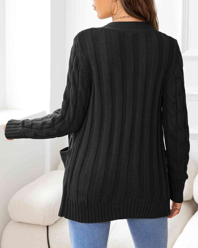 Button Down Cable-Knit Cardigan