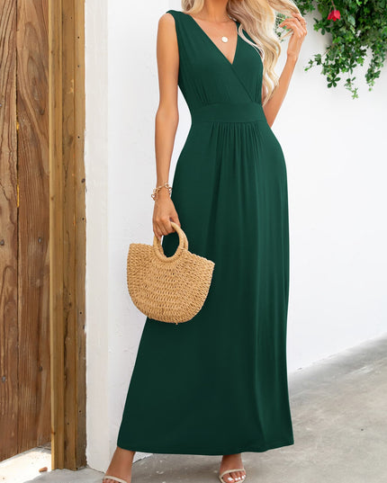 Surplice Neck Sleeveless Maxi Dress
