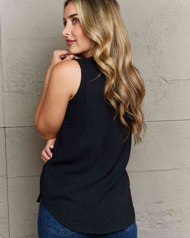 Ninexis First Glance Sleeveless Neckline Slit Top