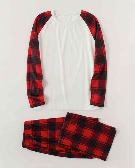 Raglan Sleeve Top and Plaid Pants Set