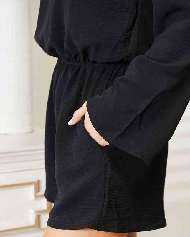 Culture Code Full Size Open Back Romper with Pockets