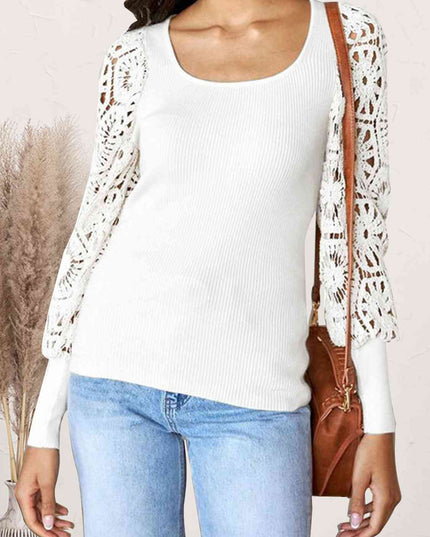 Lace Detail Scoop Neck Knit Top