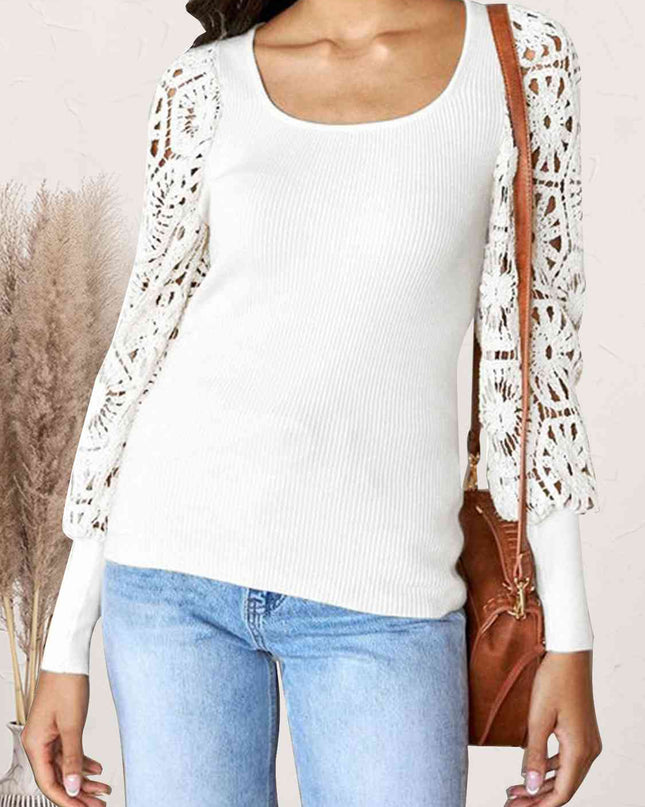 Lace Detail Scoop Neck Knit Top