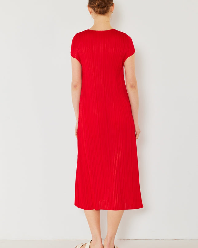 Marina West Swim Pleated Cap Sleeve A-Line Dress