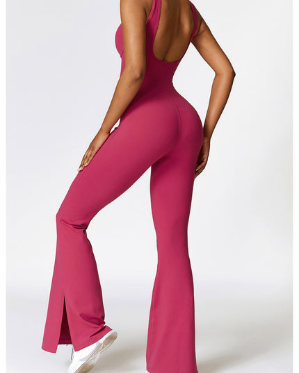 Wide Strap Bootcut Slit Active Jumpsuit
