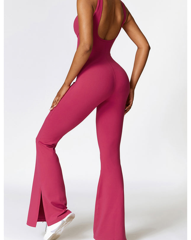 Wide Strap Bootcut Slit Active Jumpsuit