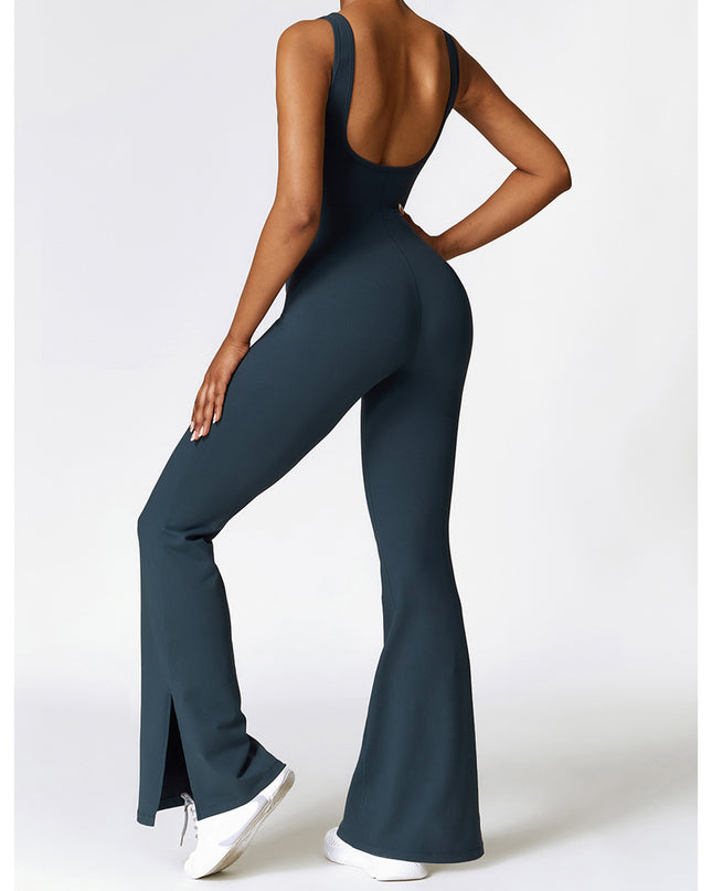 Wide Strap Bootcut Slit Active Jumpsuit