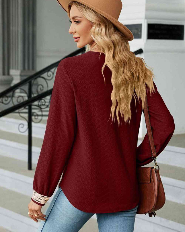 V-Neck Long Sleeve Blouse