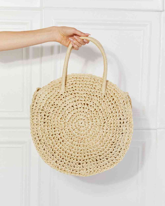 Justin Taylor Beach Date Straw Rattan Handbag in Ivory