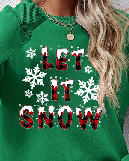 LET IT SNOW Round Neck Long Sleeve Sweatshirt