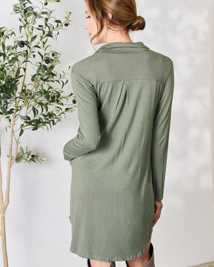 Celeste Full Size Button Down Shirt Dress