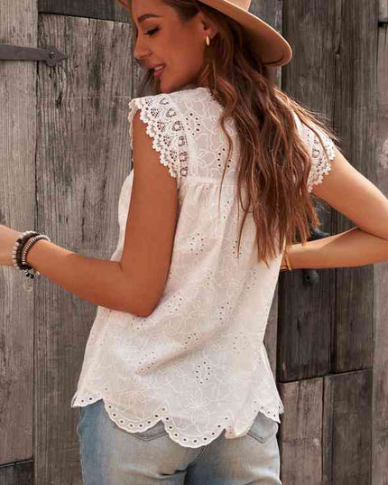 Sleeveless Eyelet Tank Top