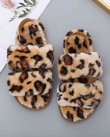 Faux Fur Open Toe Slippers