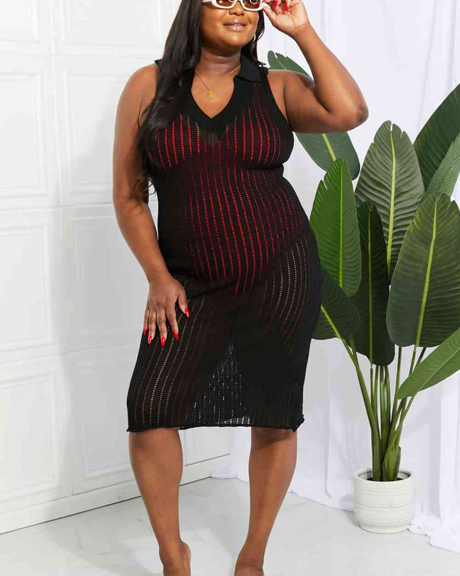 Openwork Johnny Collar Cover Up Dress