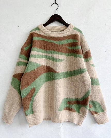 Color Block Round Neck Sweater
