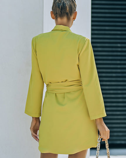Belted Shawl Collar Blazer Dress