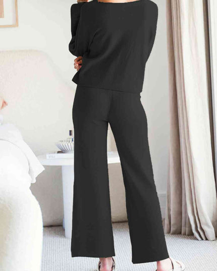 Long Sleeve Lounge Top and Drawstring Pants Set