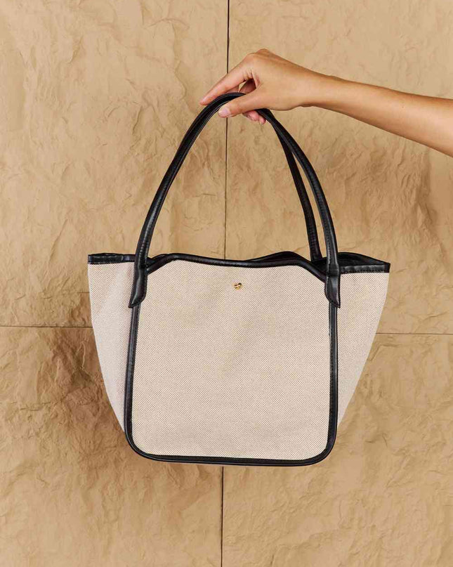 Fame Beach Chic Faux Leather Trim Tote Bag in Black