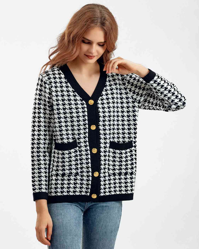 Houndstooth Button Down Cardigan