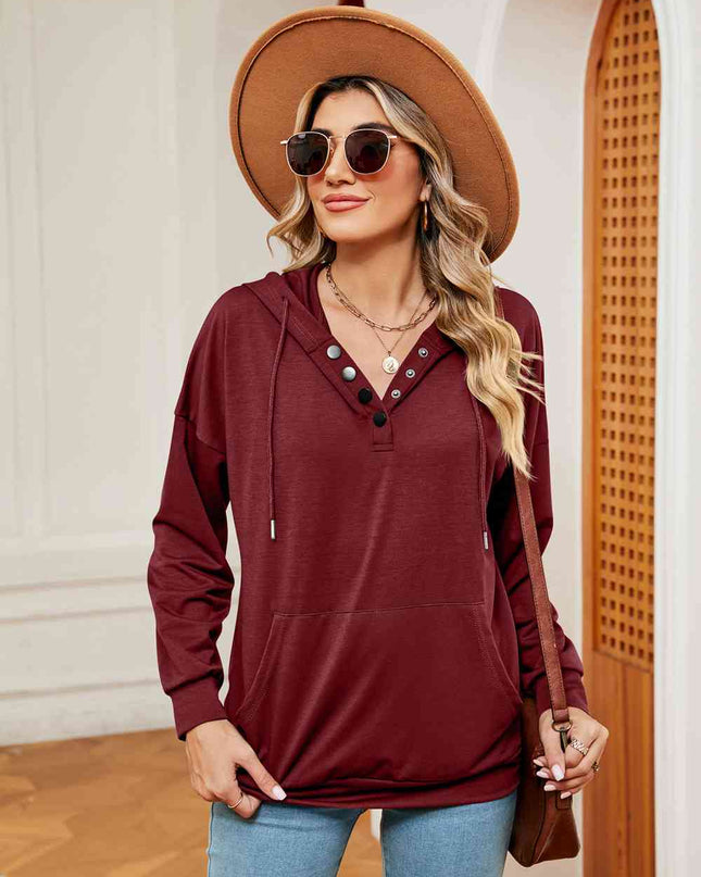 Quarter-Snap Drawstring Hoodie