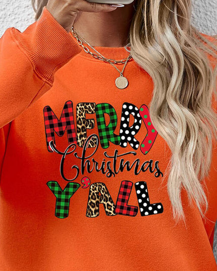 Letter Graphic Round Neck Long Sleeve Sweatshirt