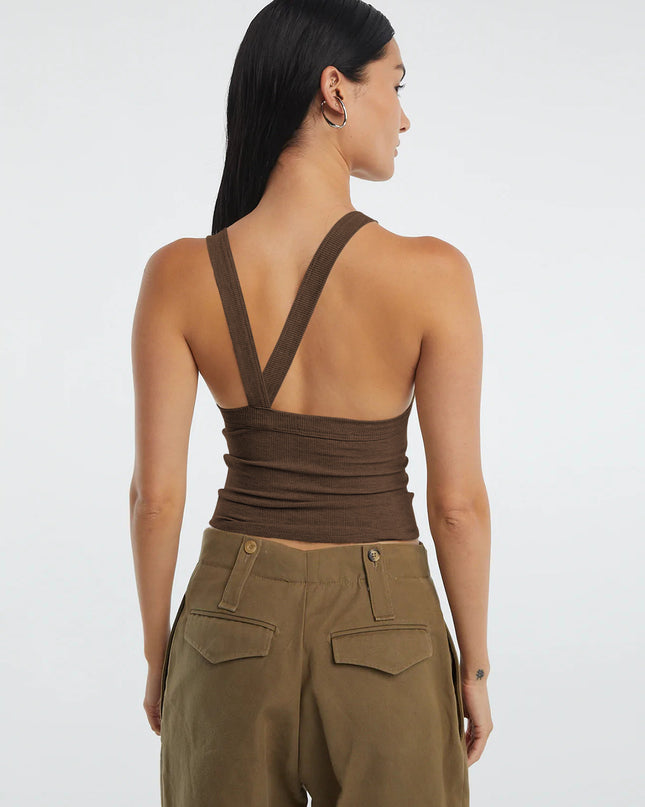 Halter Neck Ribbed Cropped Top
