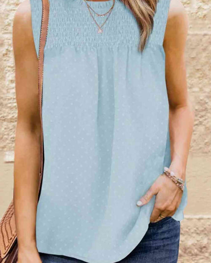 Smocked Tie Back Frill Trim Tank