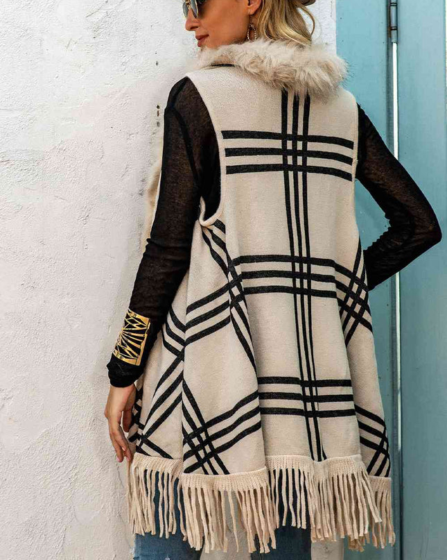 Sleeveless Fringe Detail Cardigan