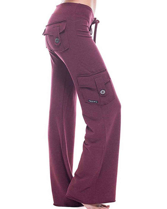 Mid Waist Pants with Pockets