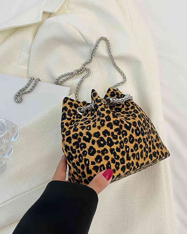 Animal Print Nylon Bucket Bag