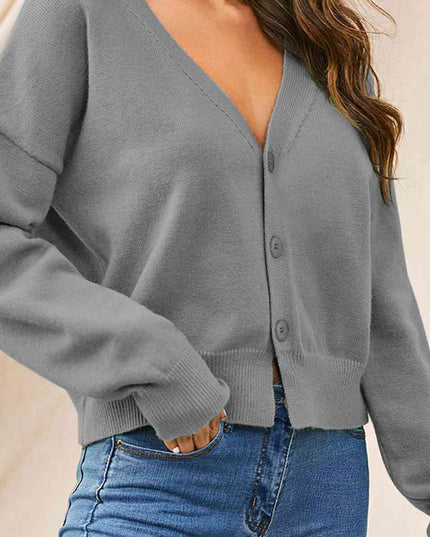 V-Neck Button Up Long Sleeve Cardigan