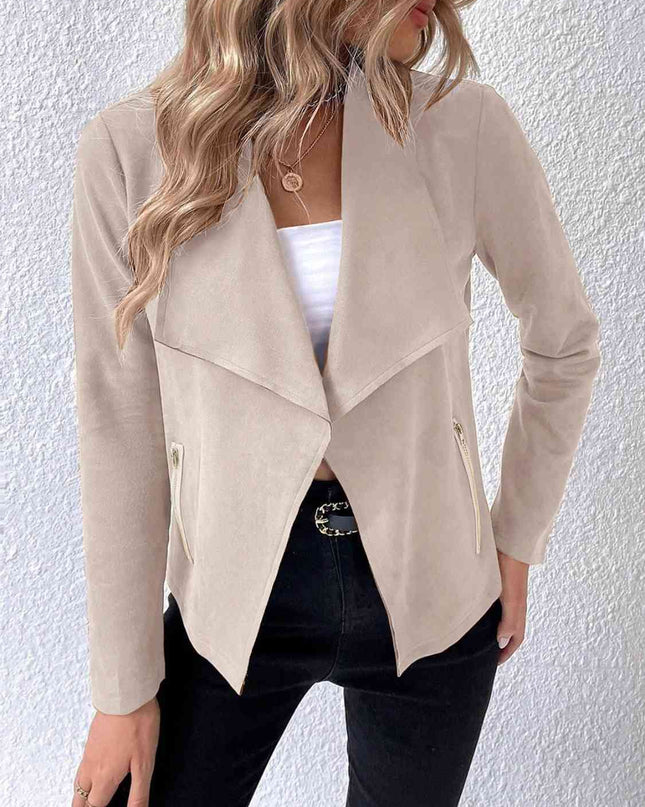 Collared Neck Long Sleeve Jacket