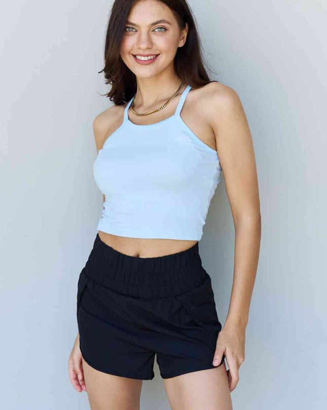 Ninexis Everyday Staple Soft Modal Short Strap Ribbed Tank Top in Blue