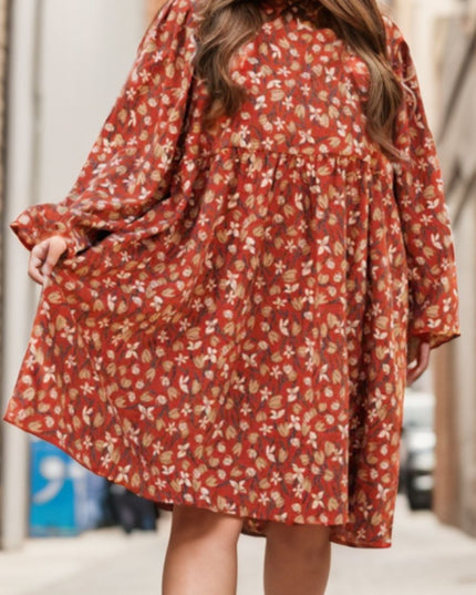 Plus Size Floral Round Neck Dress