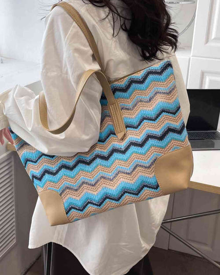 Chevron Straw Tote Bag
