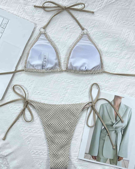 Halter Neck Tie Back Bikini Set