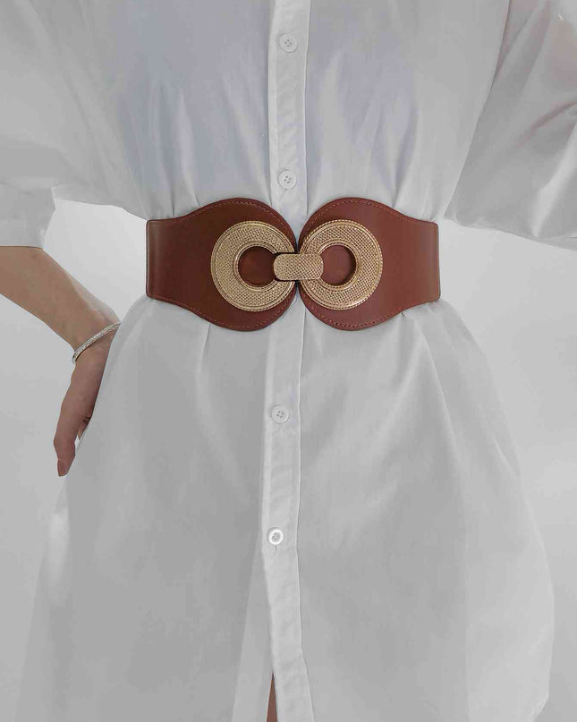 Alloy Buckle Elastic PU Belt