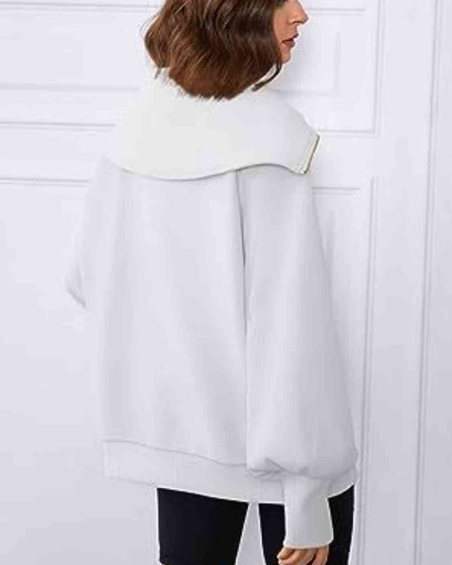 Half-Zip Lantern Sleeve Top