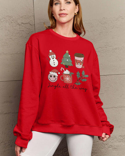 Simply Love Full Size JINGLE ALL THE WAY Long Sleeve Sweatshirt