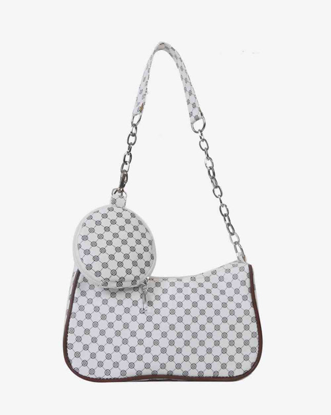 Printed Shoulder Bag and Round Wallet