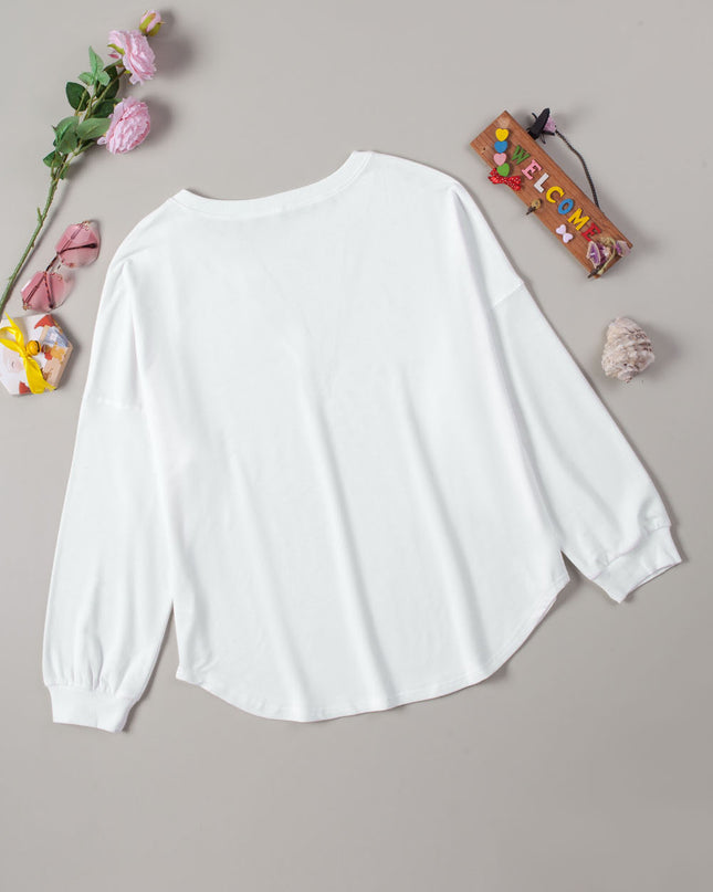 Button Detail Curved Hem Top