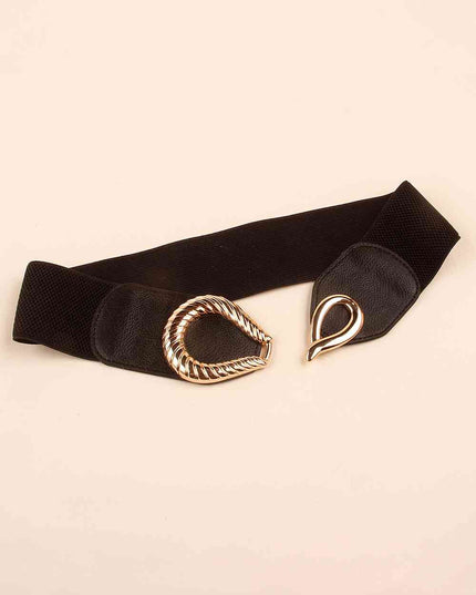 Ribbed Alloy Buckle Elastic Belt