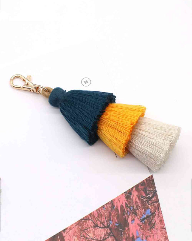Assorted 4-Pack Multicolored Fringe Keychain
