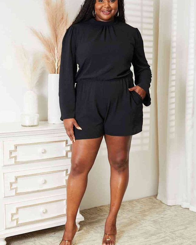 Culture Code Full Size Open Back Romper with Pockets