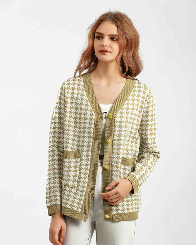 Houndstooth Button Down Cardigan