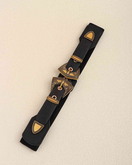 Double Buckle PU Leather Belt