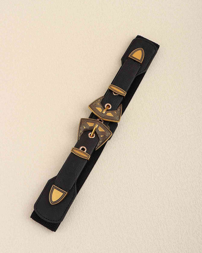 Double Buckle PU Leather Belt