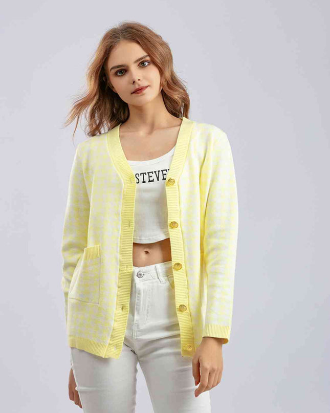 Houndstooth Button Down Cardigan