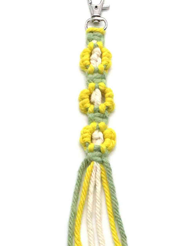 Assorted 4-Pack Hand-Woven Flower Keychain