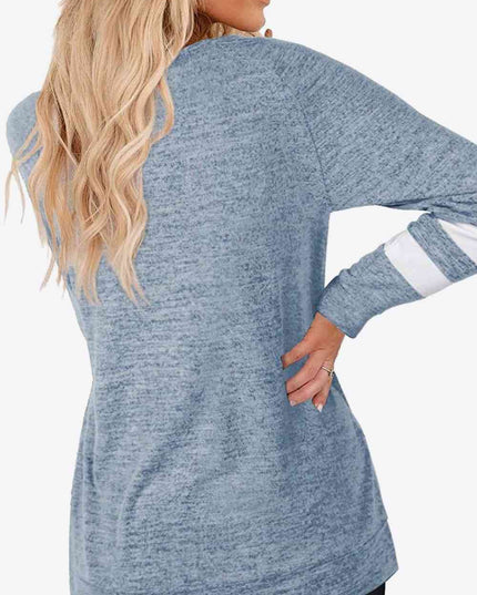 Striped Contrast Raglan Sleeve Top